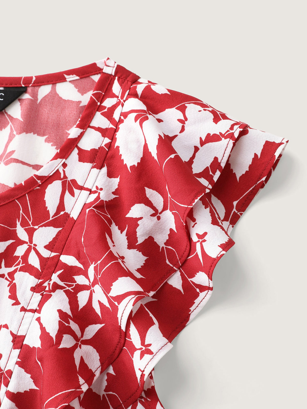 Floral Print Ruffled Cap Sleeve Blouse