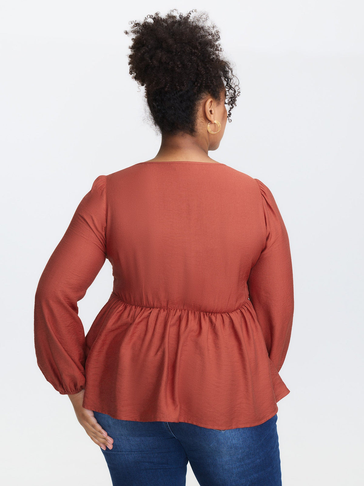 Textured Pleated Cinched-Flared Blouse