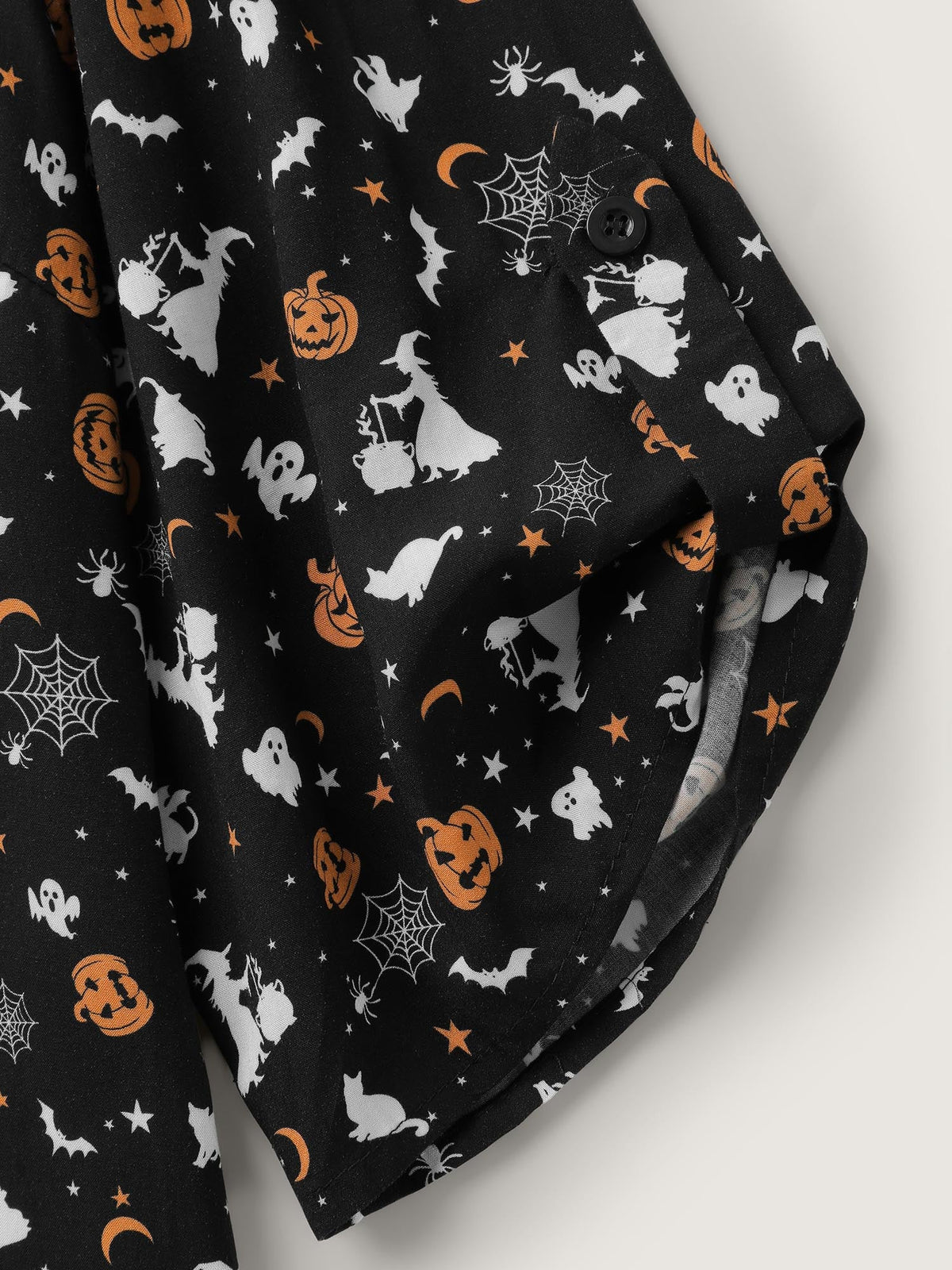 Rayon Halloween Print Neck Tie-Up Blouse