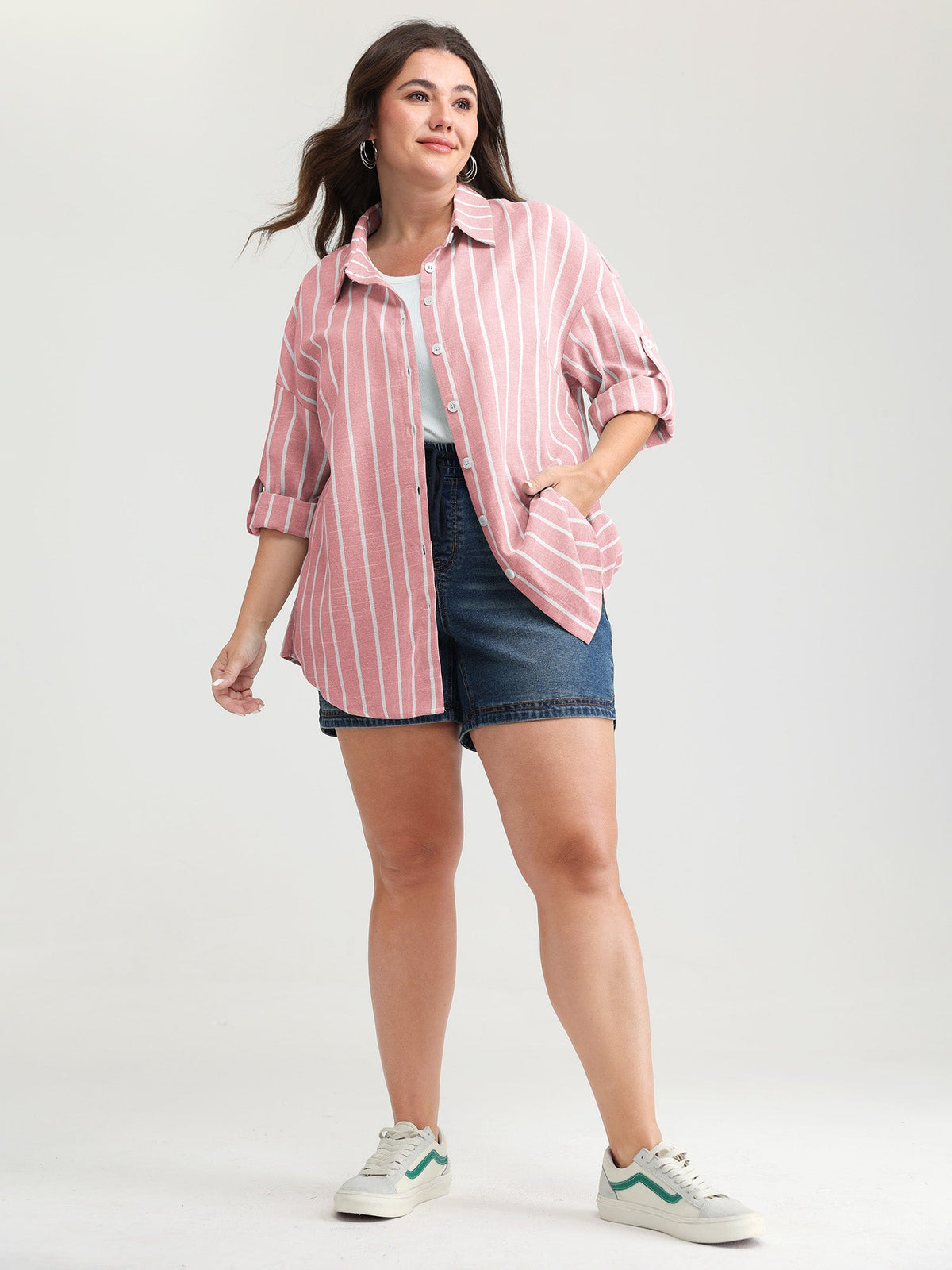 Adjustable Tab Sleeve Button-Down Shirt