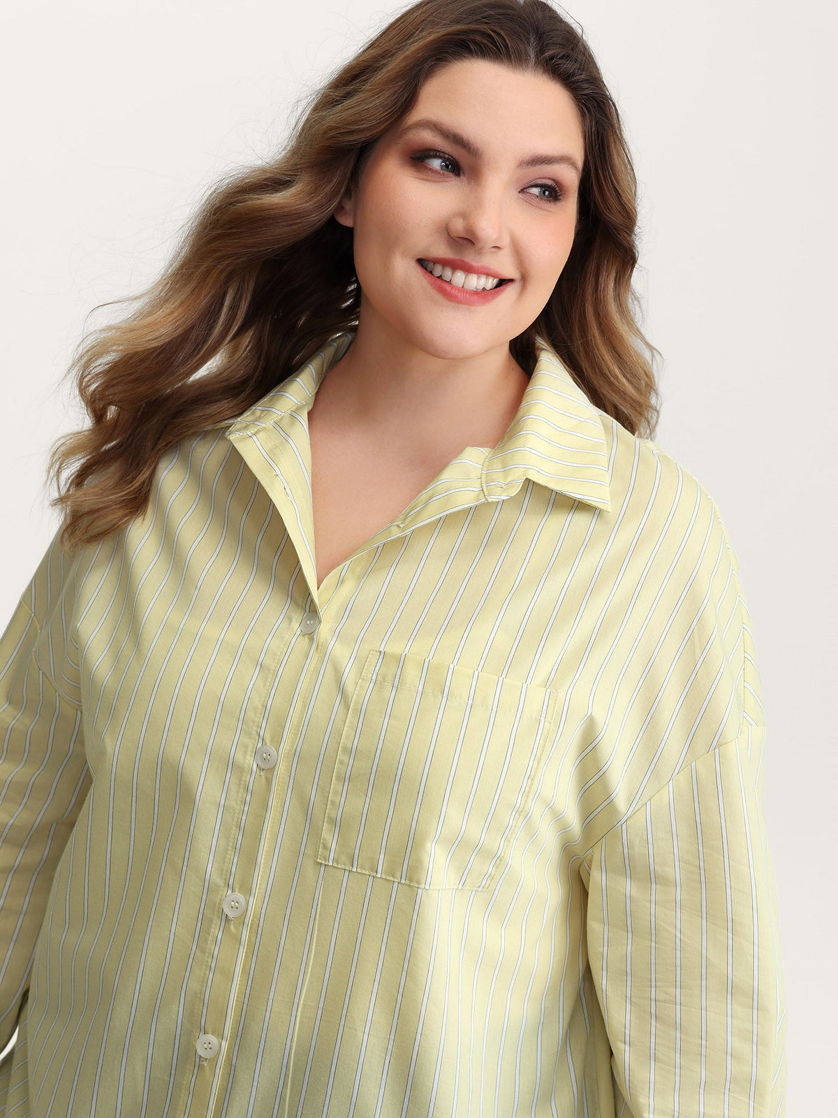 Stripe Button-Down Pocket Blouse
