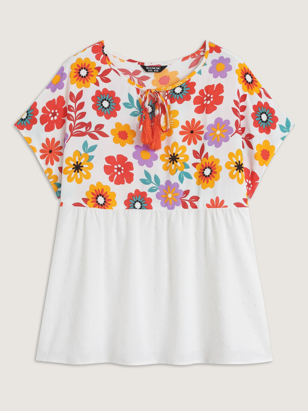 Floral Print Neck-Tie Babydoll Top
