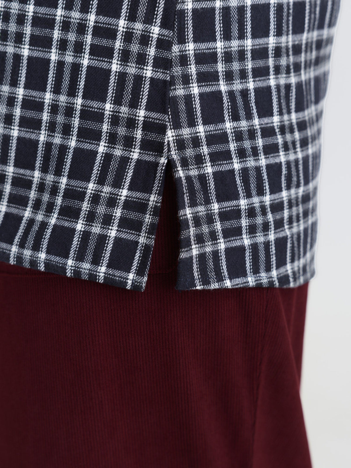 Plaid Pattern Button-Down Blouse