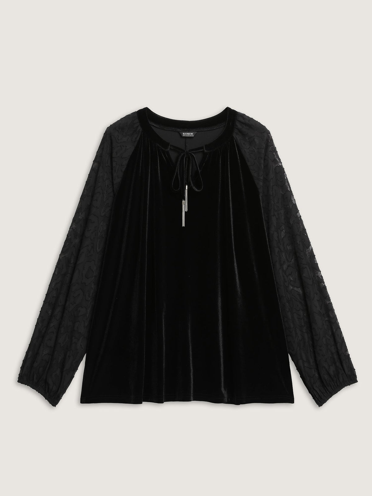Velvet Leopard Laser Cut Neck-Tie Blouse