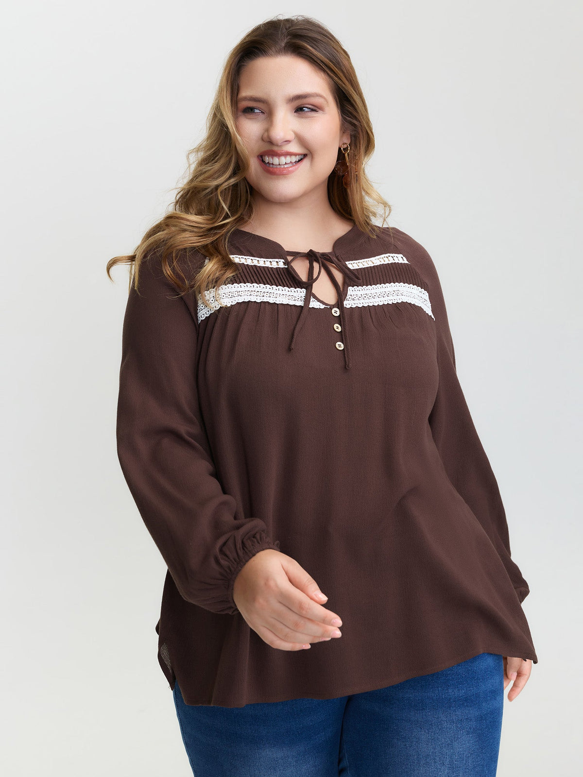 Pure Cotton Lace Trim Blouse