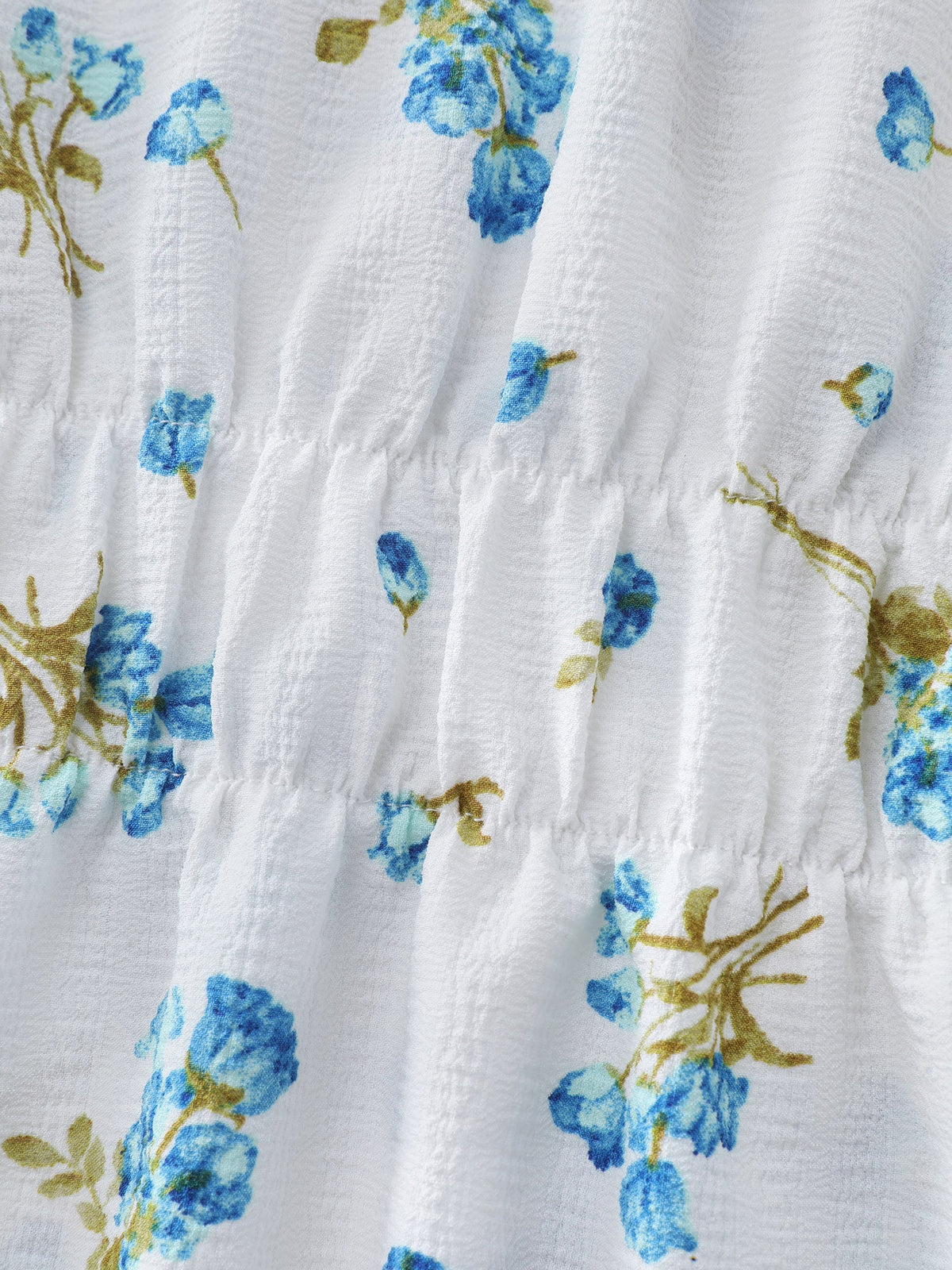 Floral Print Waist Defining Neck Tie Blouse