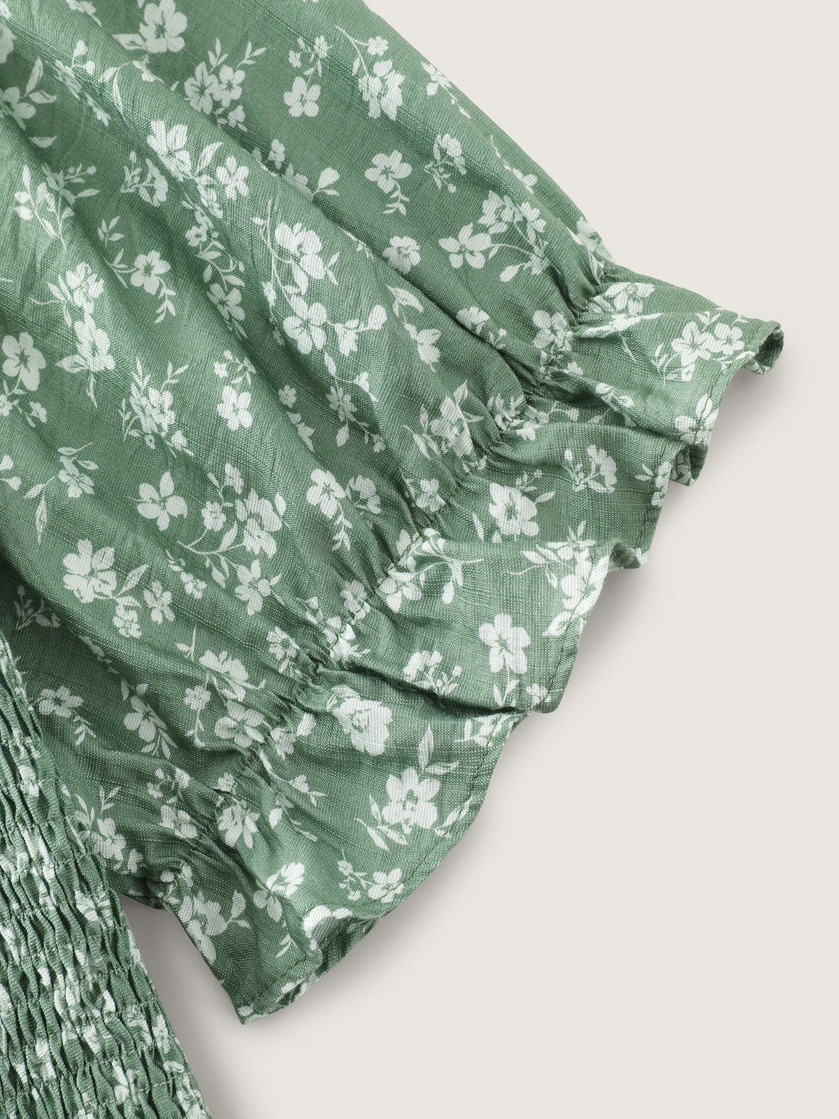 Floral Print Shirred Fit And Flare Blouse