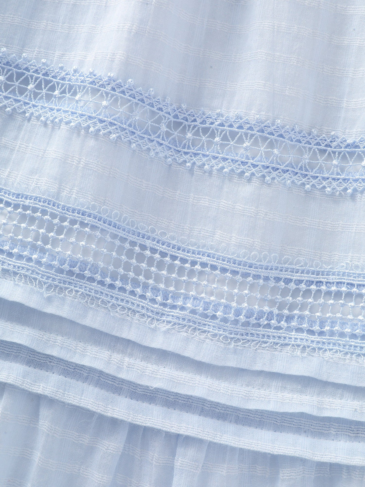 Cotton Lace Trim Ruffled Sleeve Midi Dress