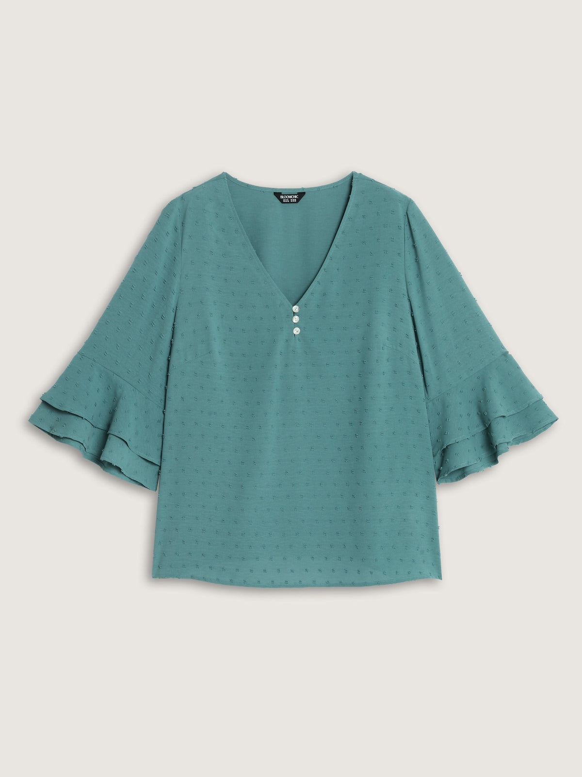 Textured Layered Flare Sleeve Blouse