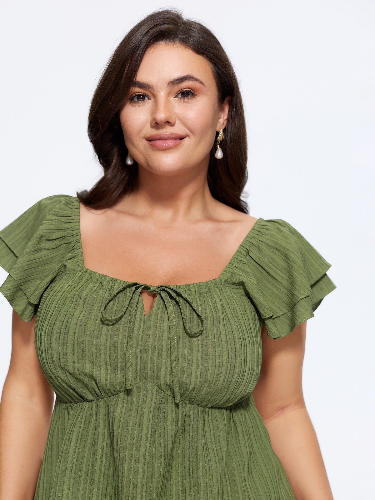 Square Neck Textured Shirred Back Blouse
