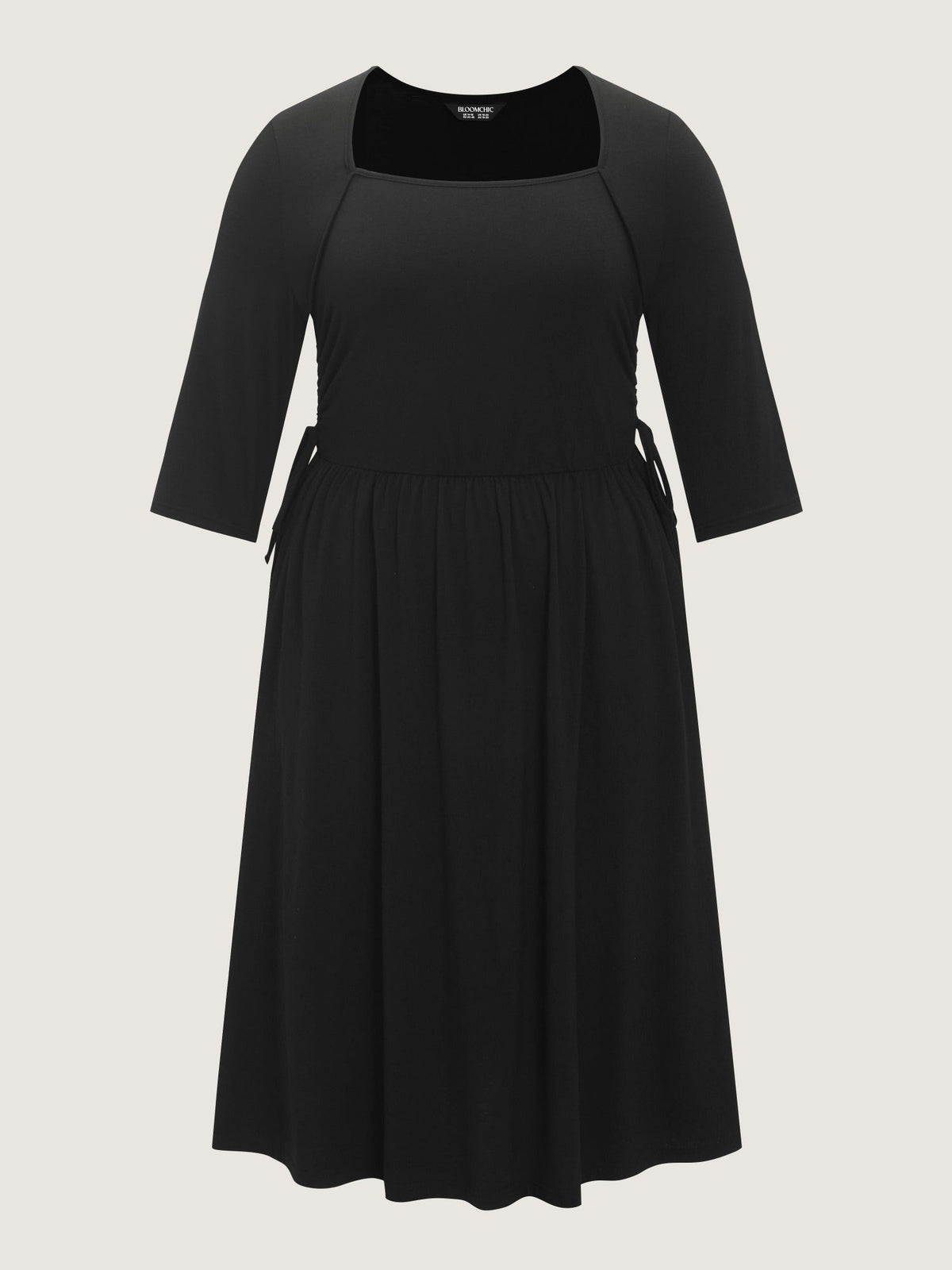 Supersoft Square Neck Adjustable Side Tie Midi Dress