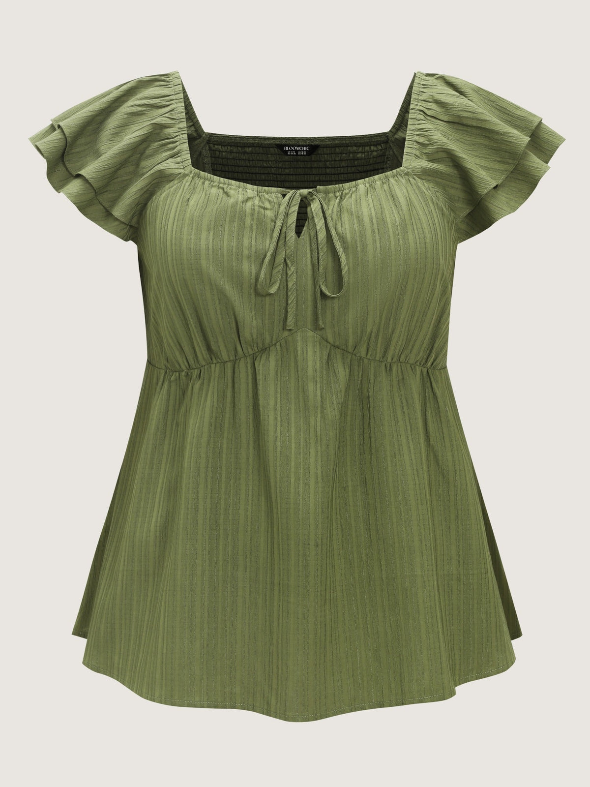 Square Neck Textured Shirred Back Blouse
