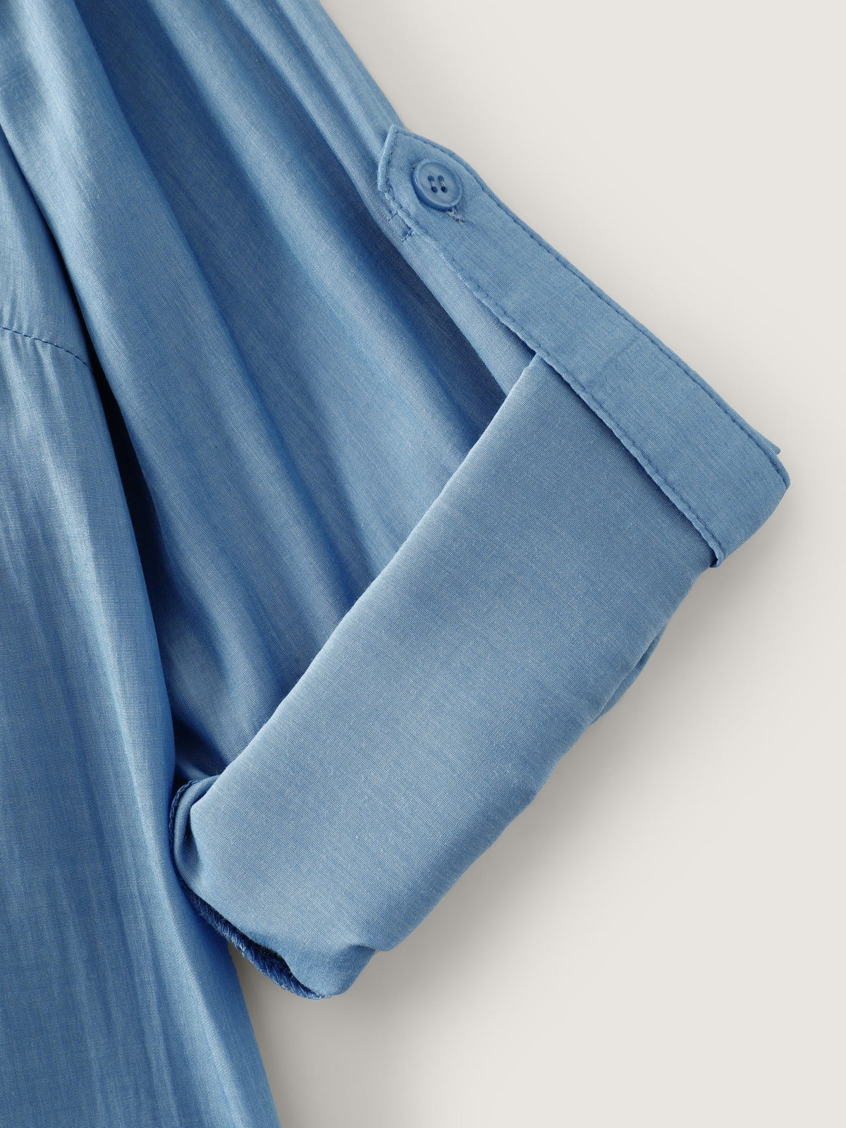 Plain Tab Sleeve Dual Pocket Blouse