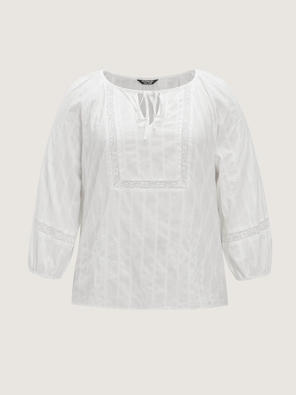 Supersoft Crochet Lace V Neck Drawstring Blouse