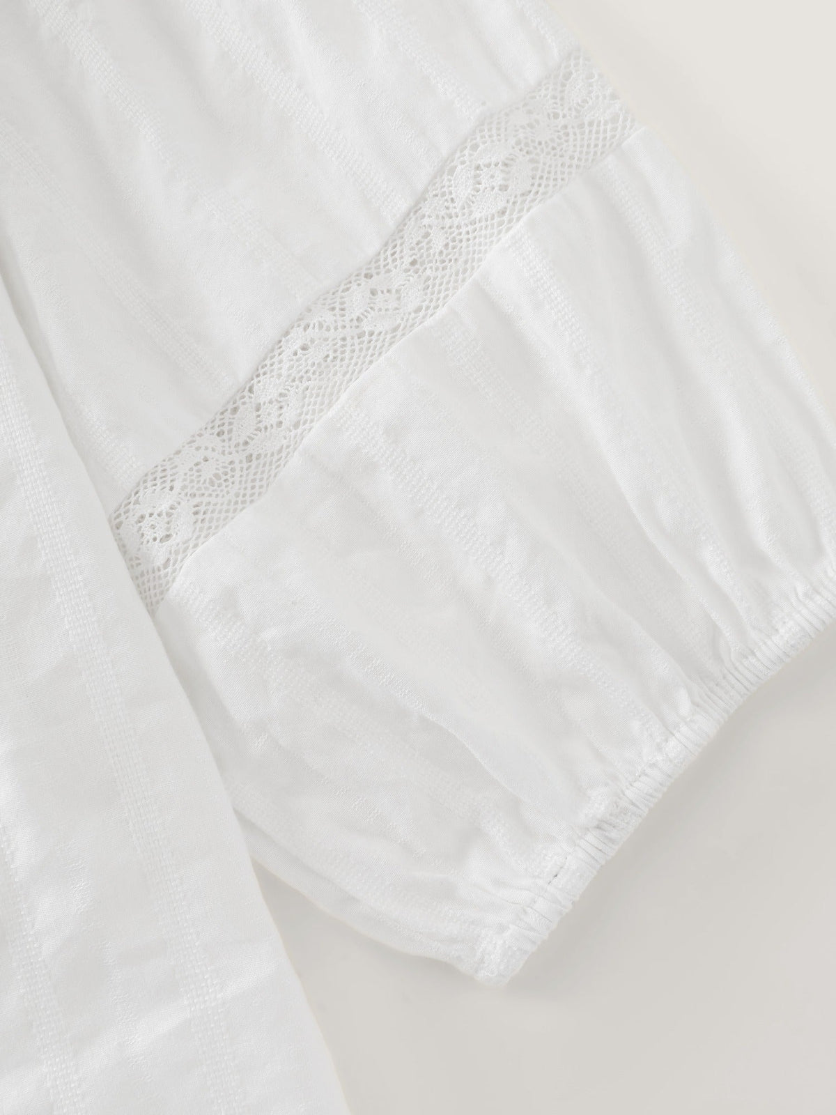 Supersoft Crochet Lace V Neck Drawstring Blouse