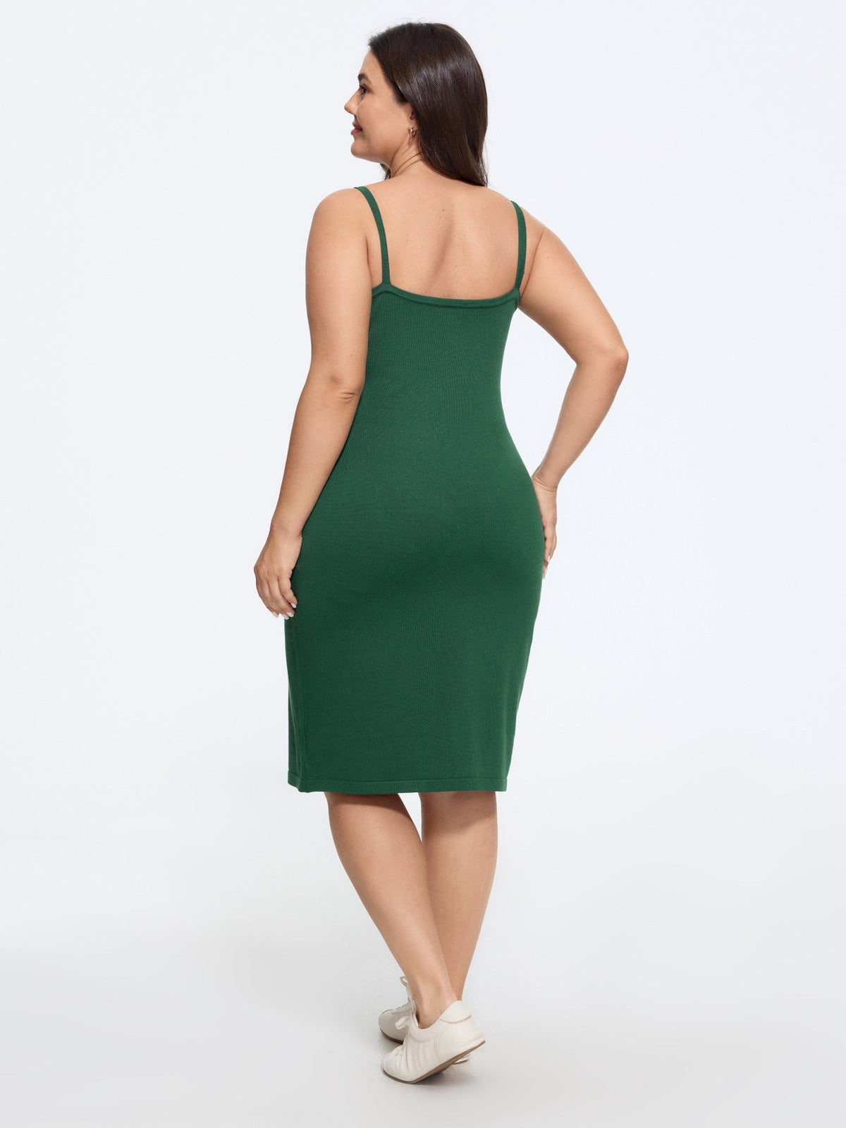 Solid Rib Thin Strap Sweater Mini Dress
