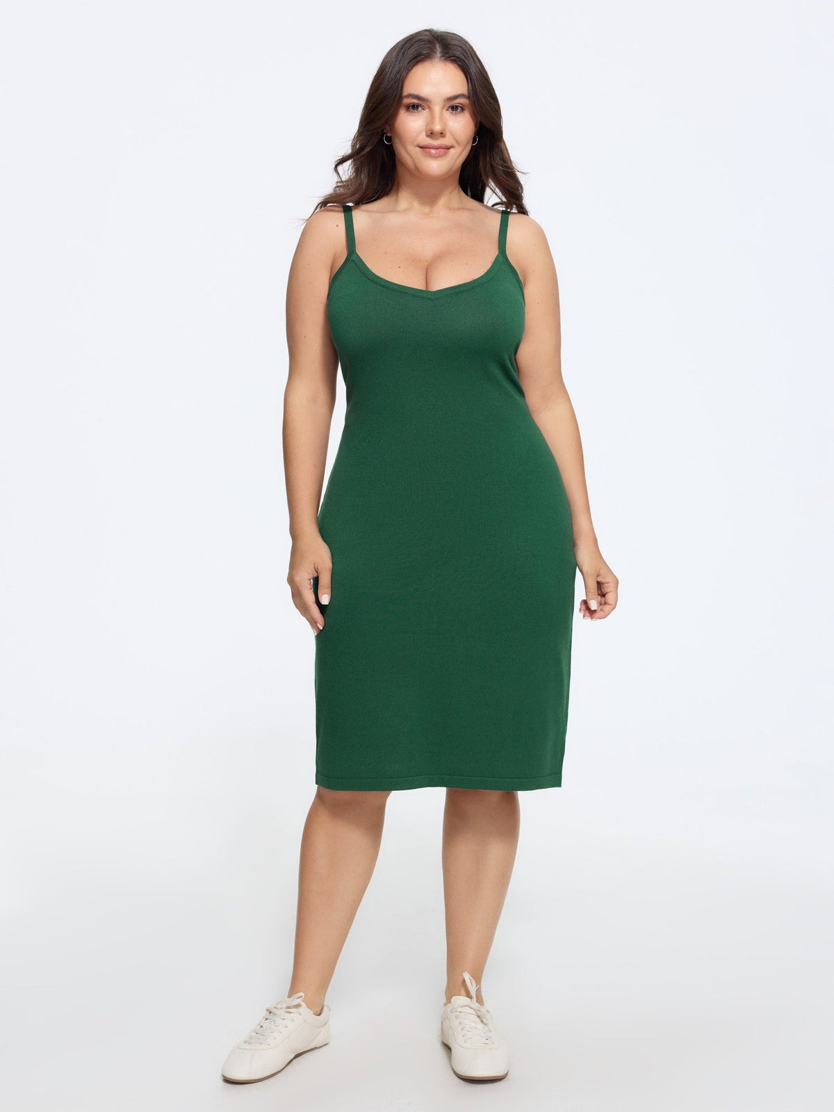 Solid Rib Thin Strap Sweater Mini Dress
