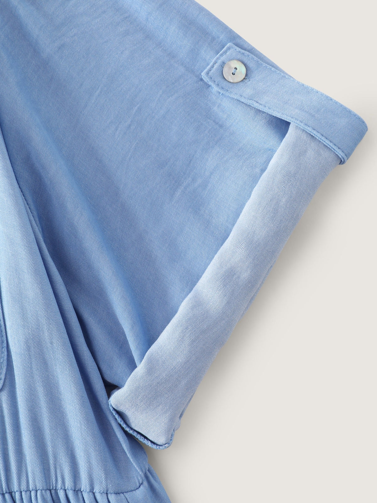 Textured Roll Tab Sleeve Pocket Midi Dress