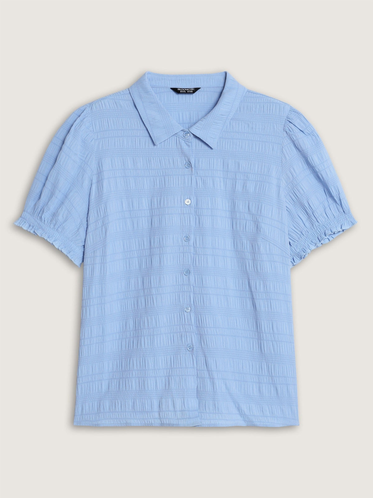 Textured Collared Button‑Front Blouse