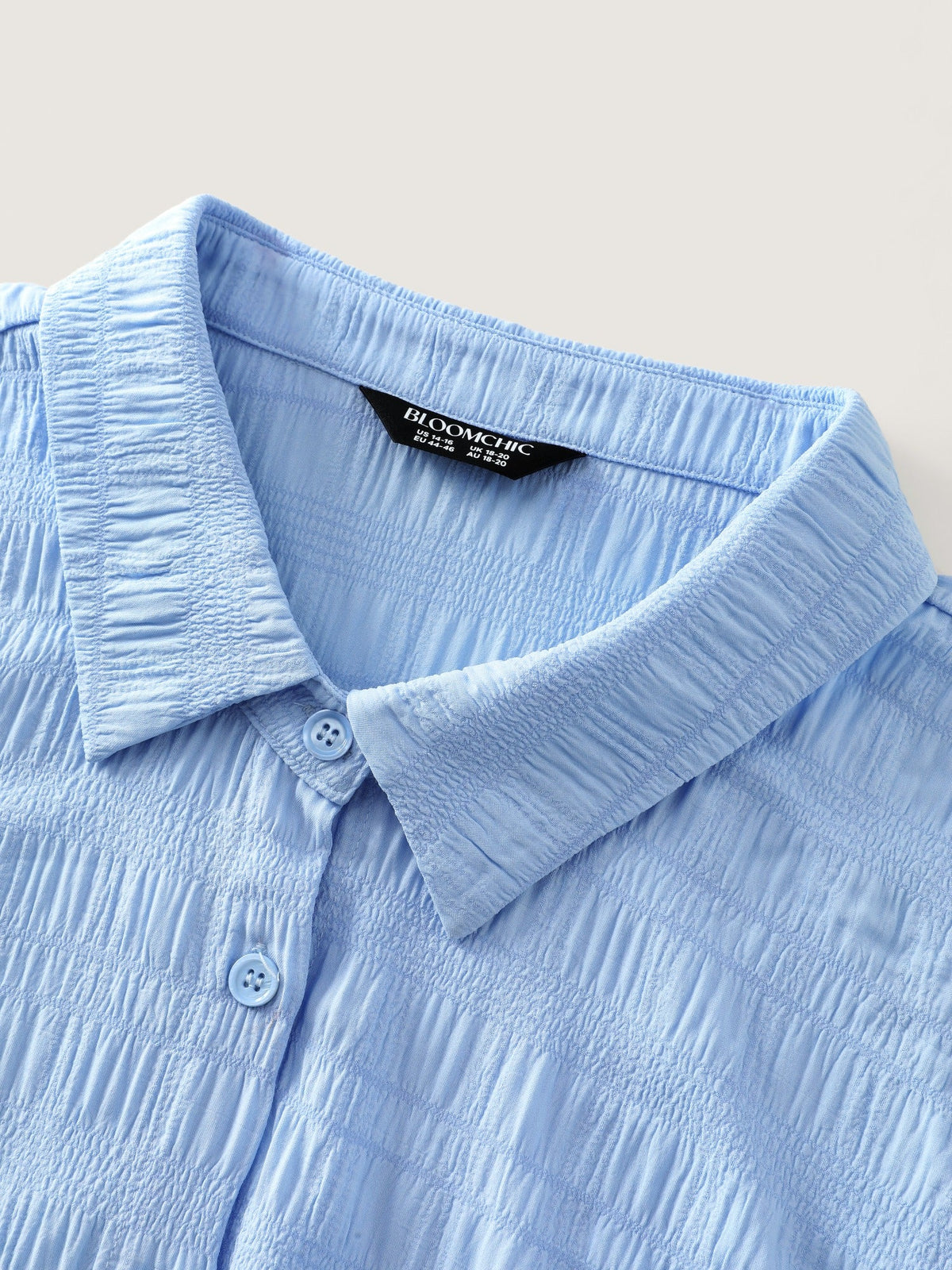Textured Collared Button‑Front Blouse
