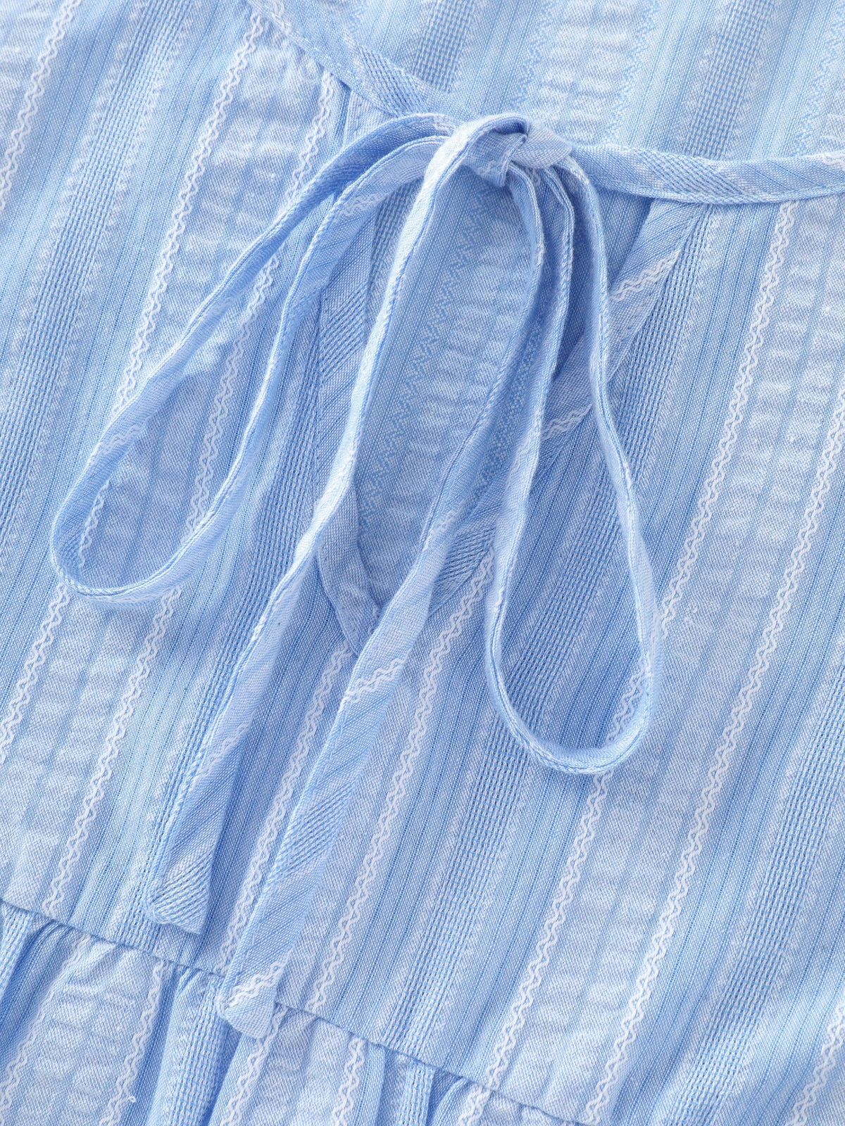 Supersoft Textured Stripe Tie Neck Blouse
