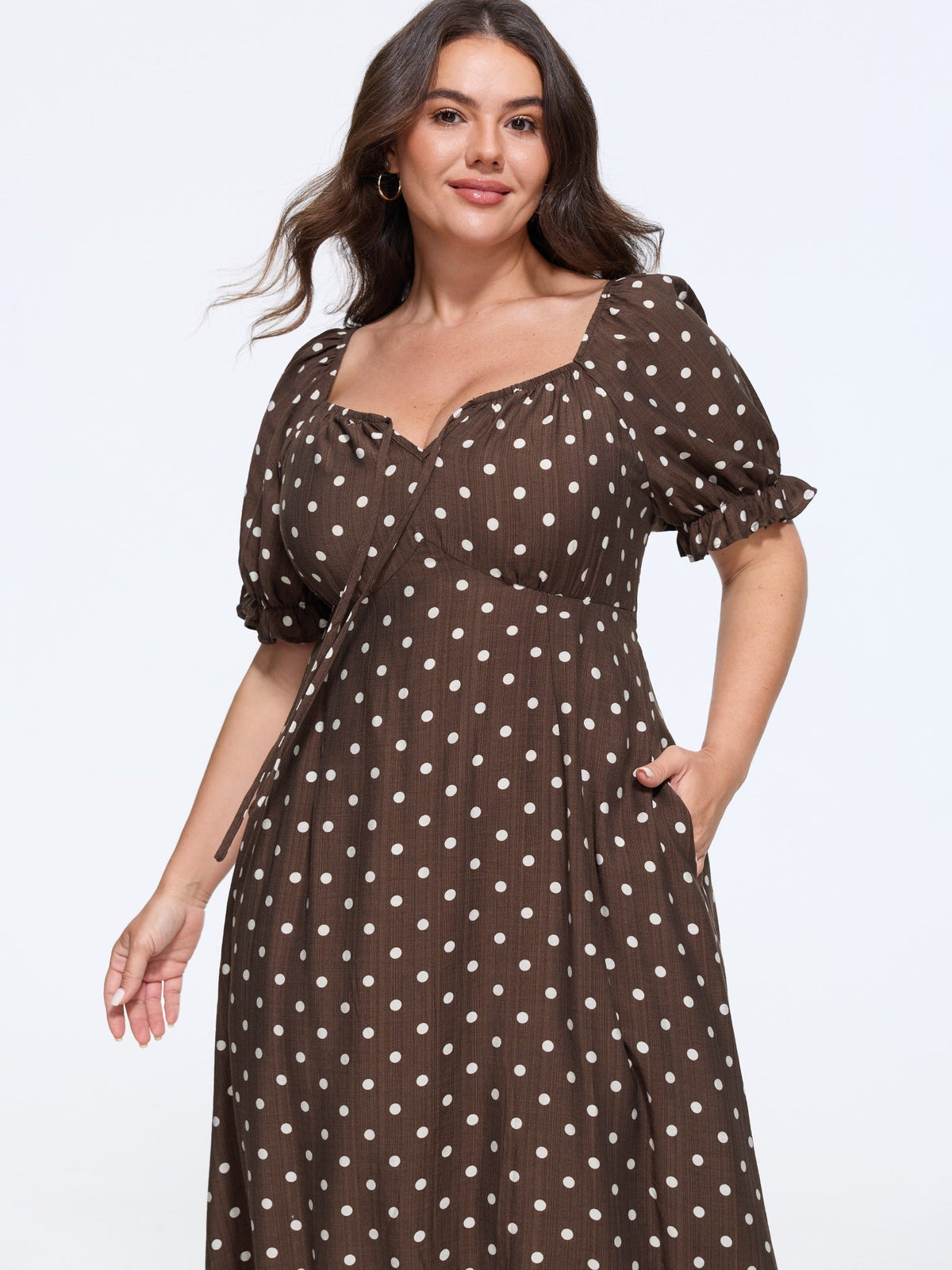 Supersoft Polka Dot Puff Sleeve Maxi Dress
