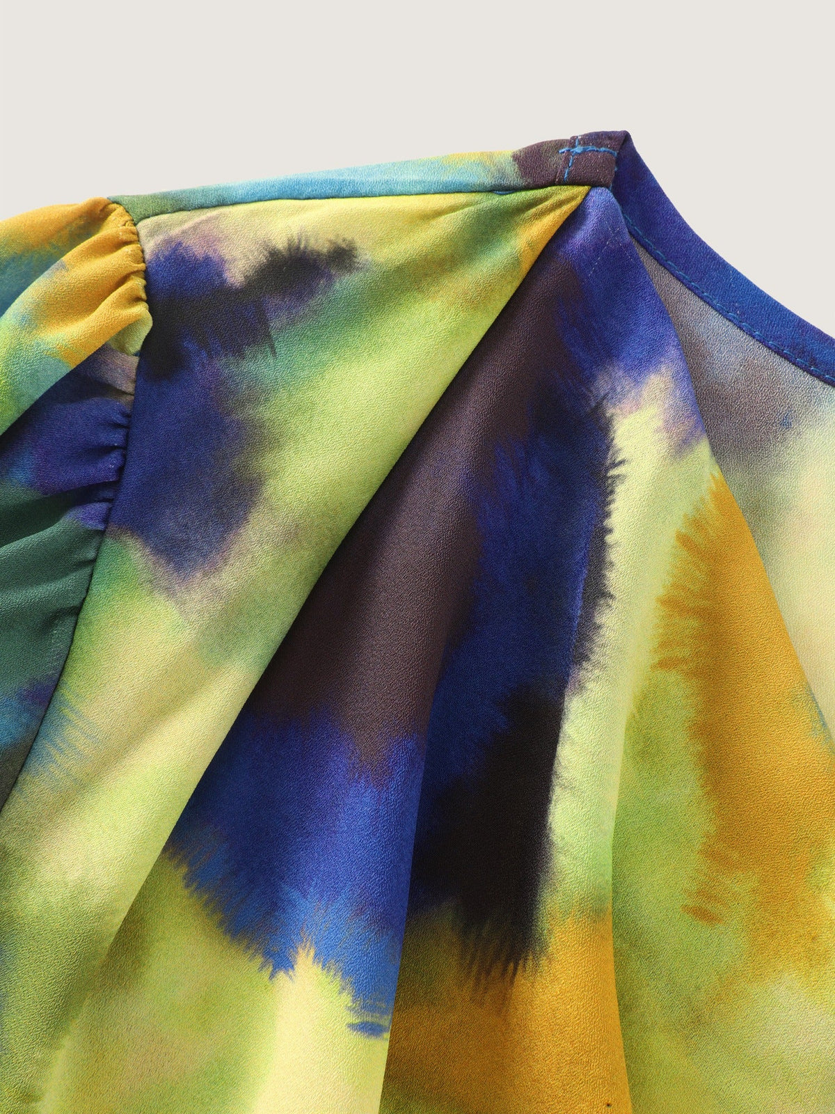 Watercolor Abstract Print Boat Neck Blouse