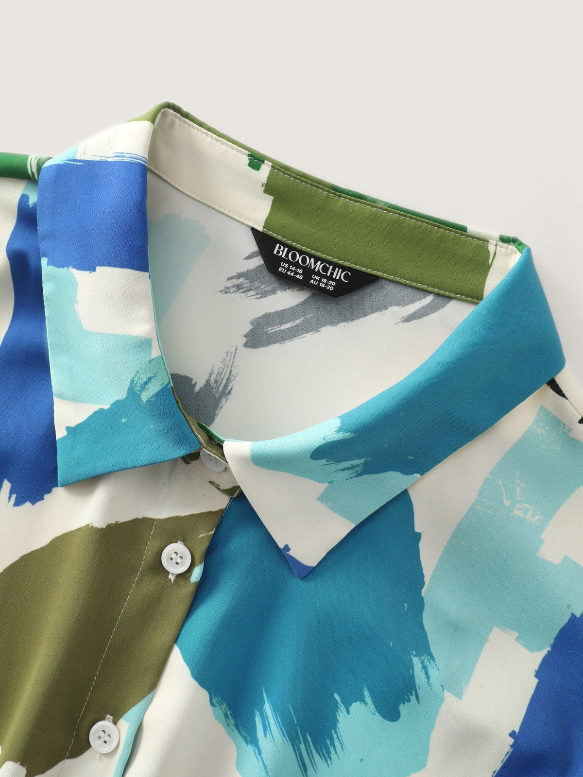 Abstract Brush Print Button Down Blouse