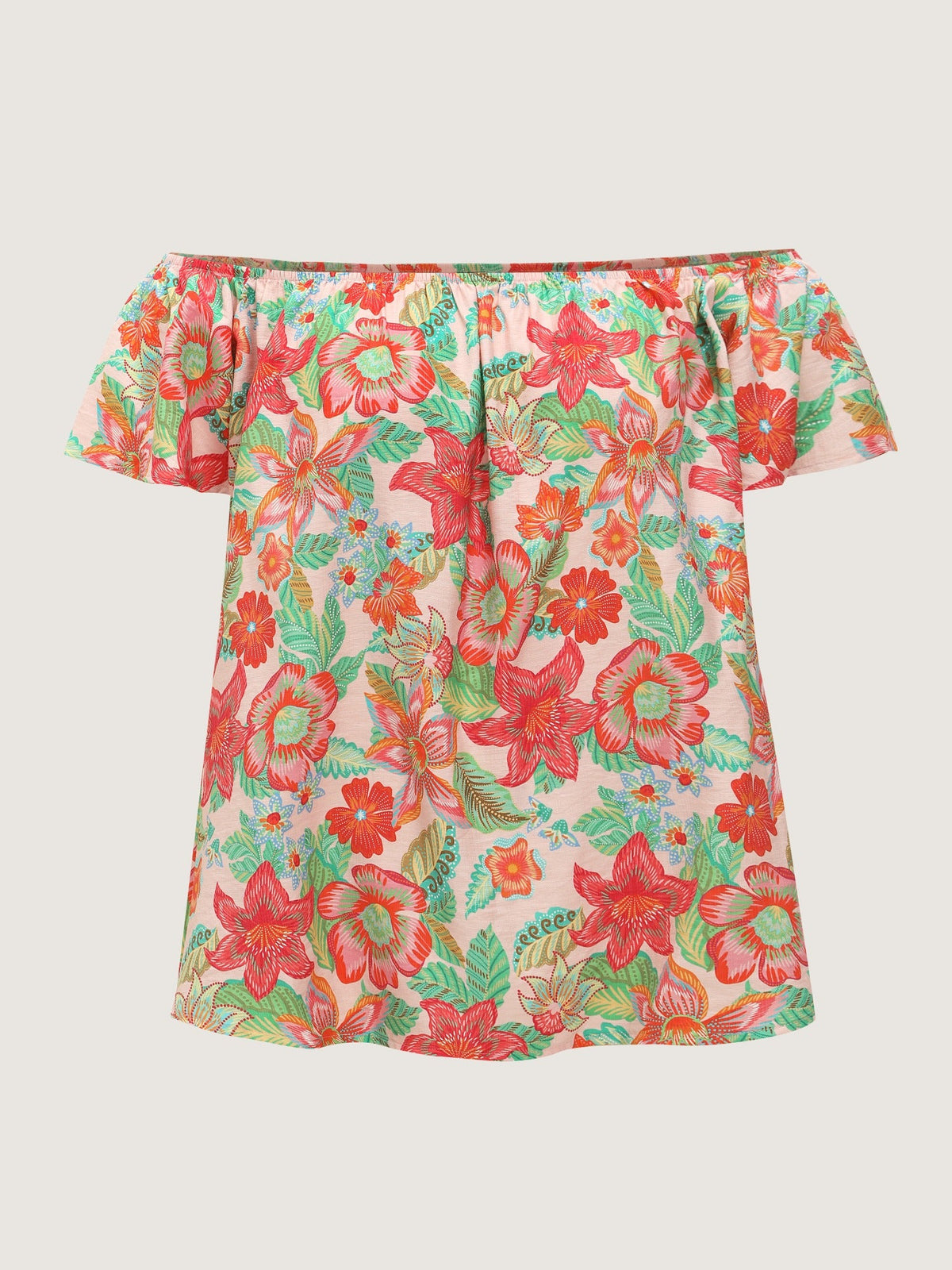 Floral Print Off‑Shoulder Ruffle Blouse