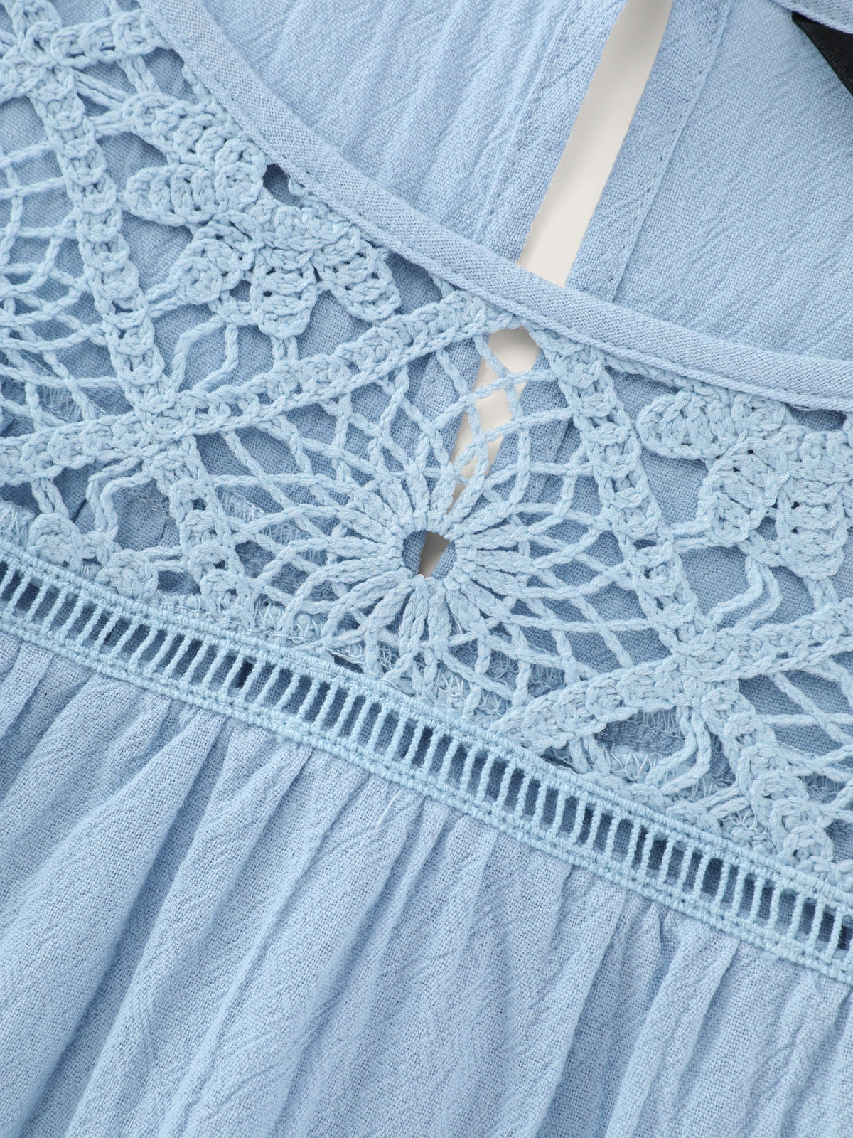 Textured Lace Hollow‑Out Flutter Sleeve Blouse
