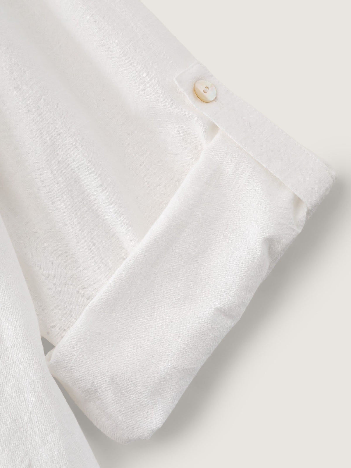 Cotton Collared V‑Neck Tab Sleeve Shirt