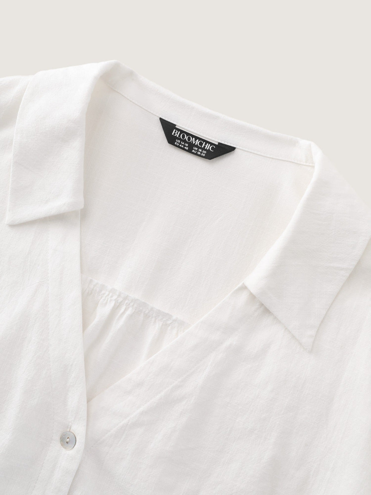Cotton Collared V‑Neck Tab Sleeve Shirt
