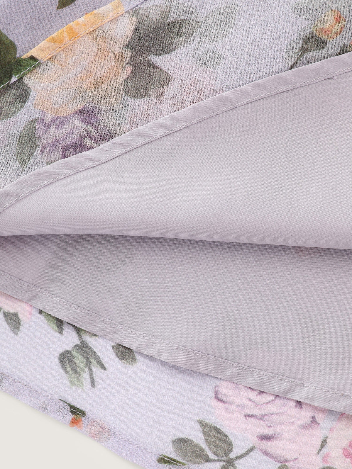 Floral V‑Neck Ruffle Trim Chiffon Blouse