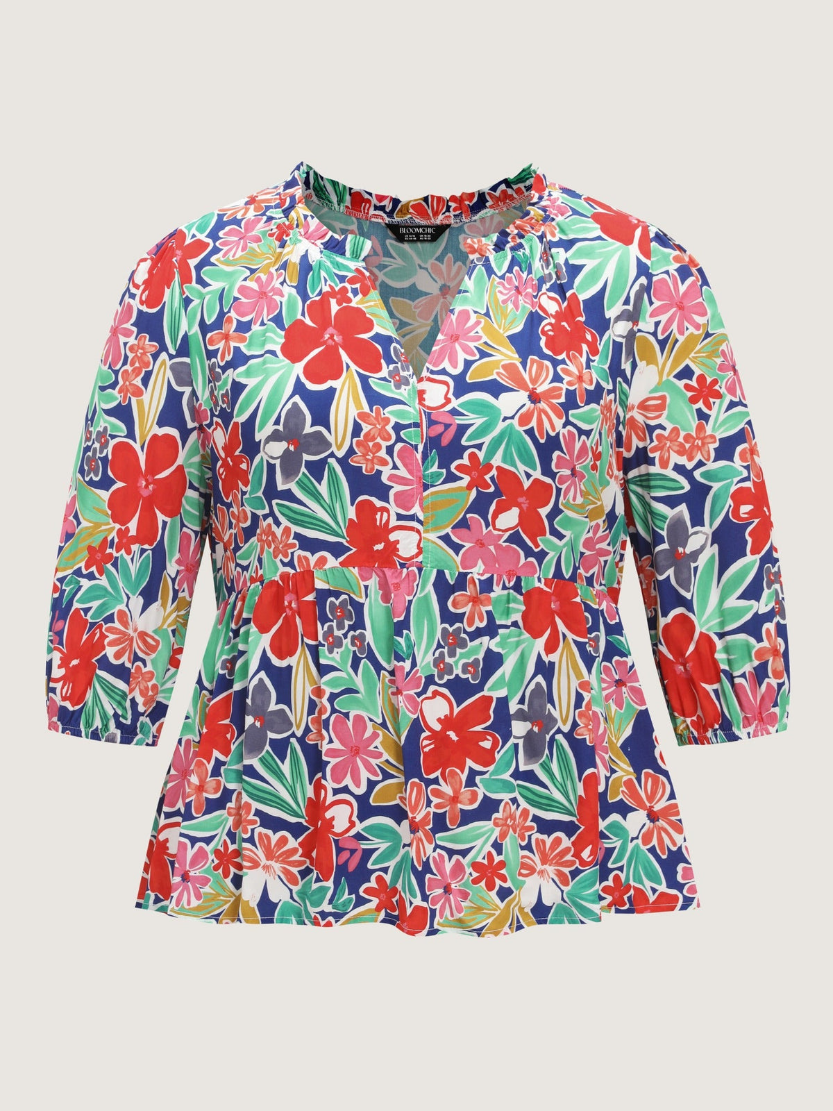 Supersoft Floral Print Ruffle Trim Blouse