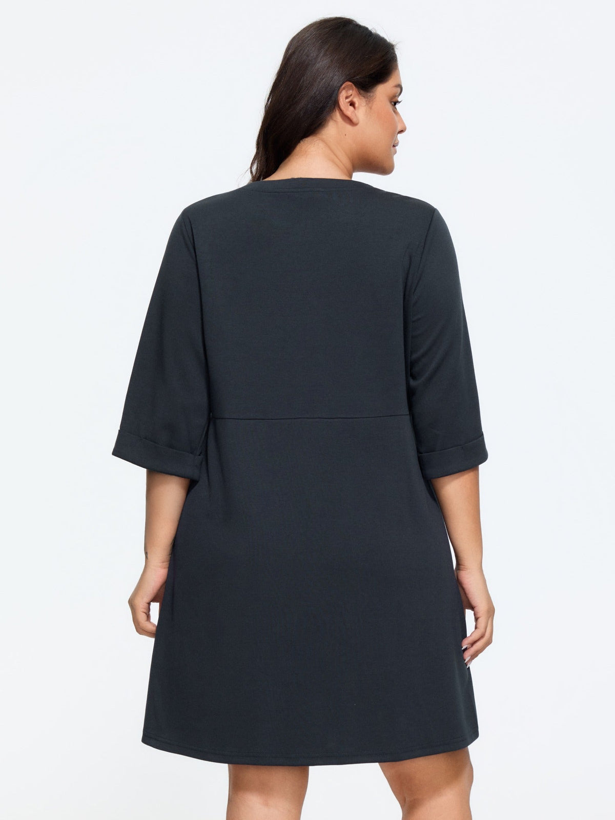 Supersoft Round Neck 3/4 Sleeve Midi Dress