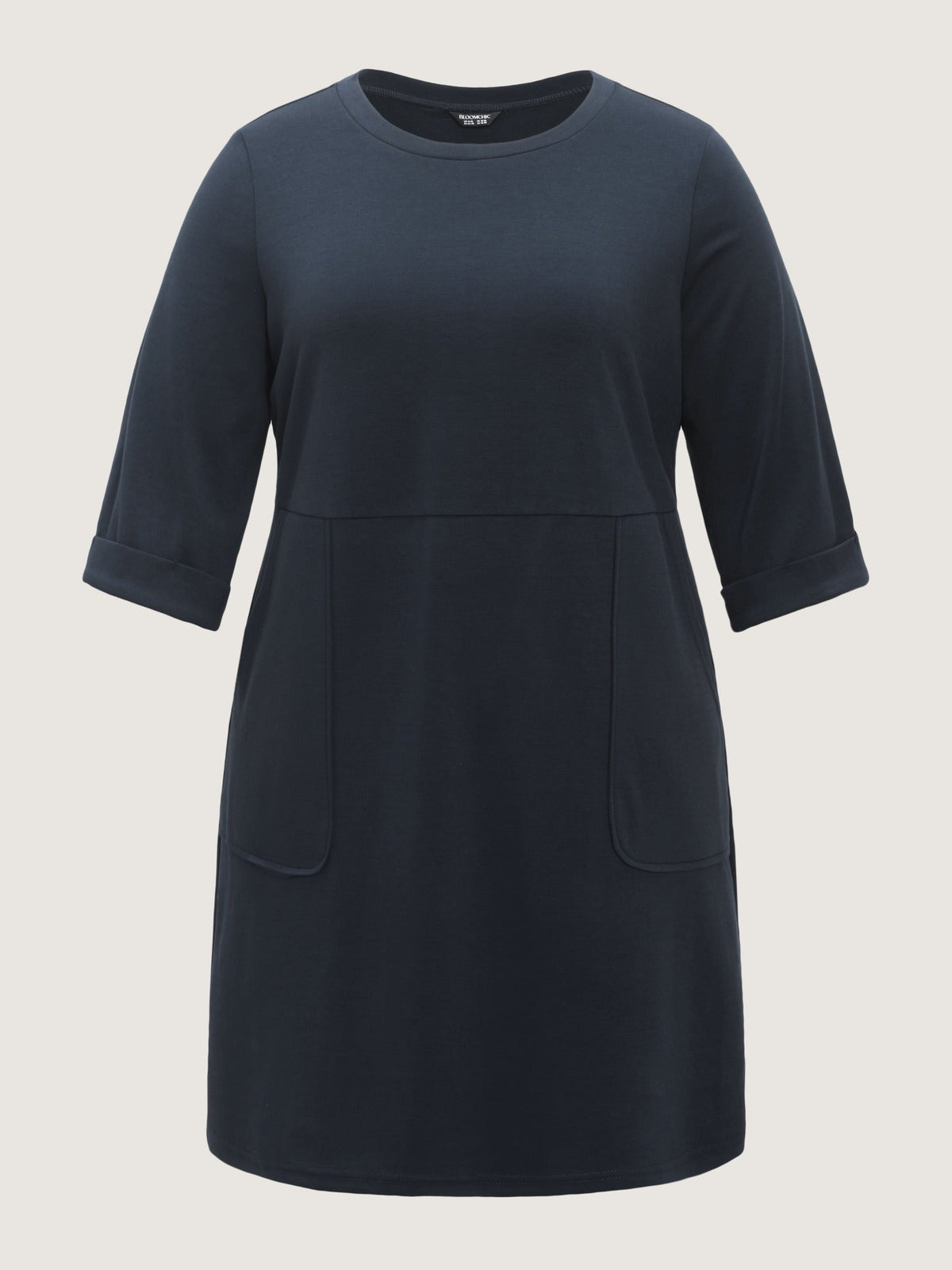 Supersoft Round Neck 3/4 Sleeve Midi Dress