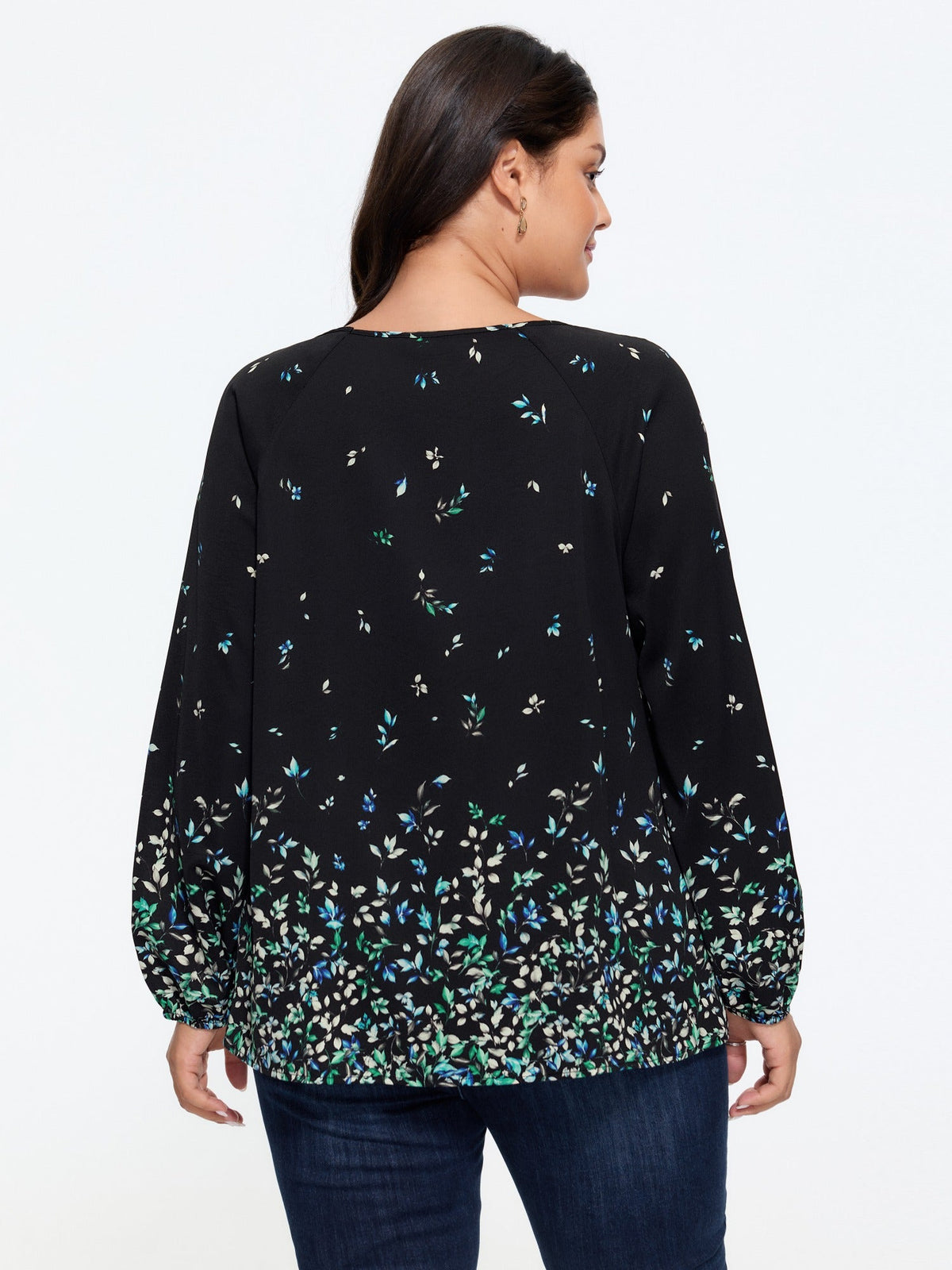 Floral Print Front Pleated Blouse