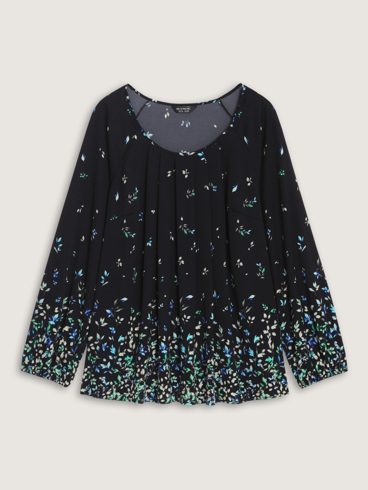 Floral Print Front Pleated Blouse