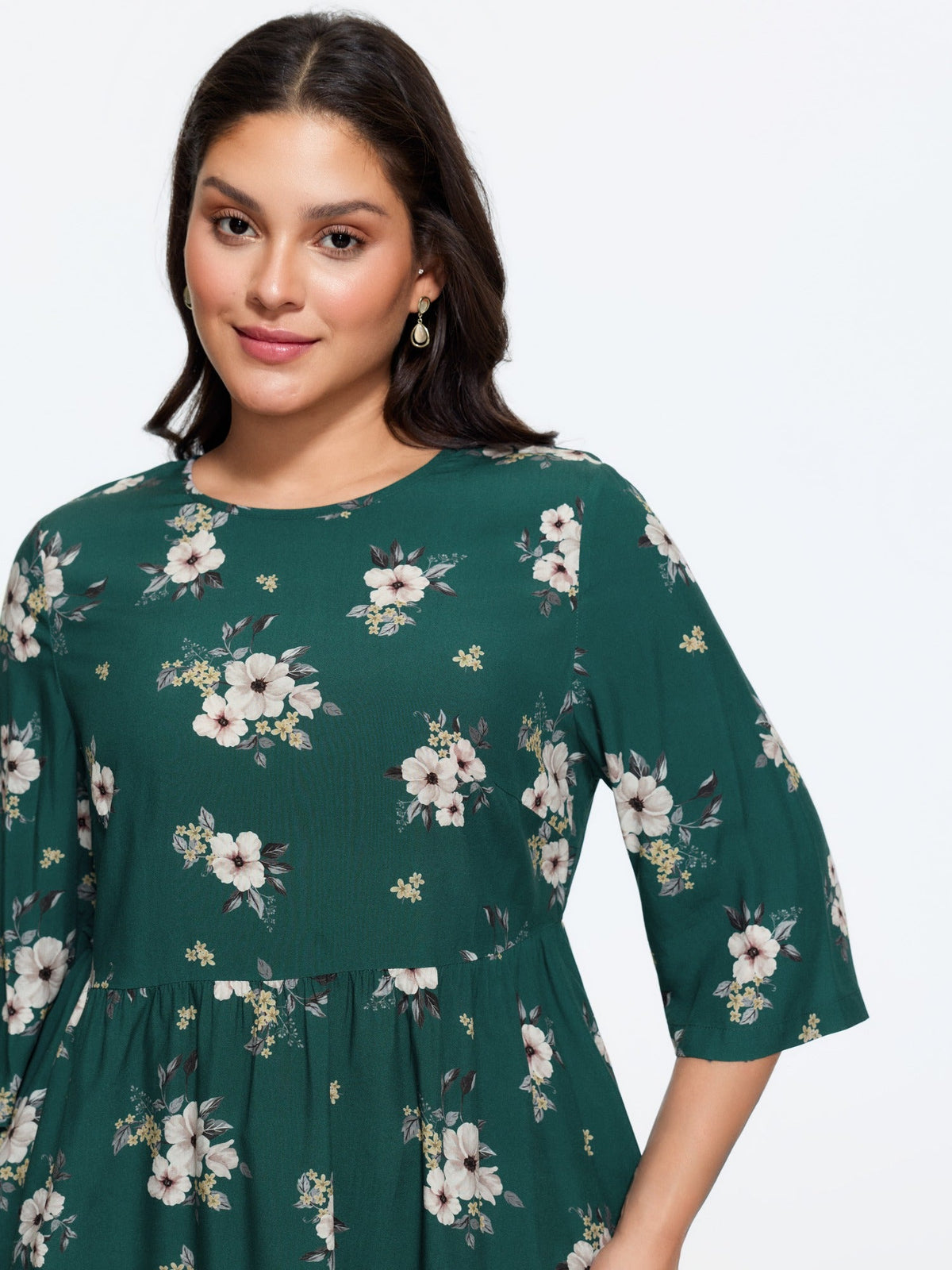Floral Print High‑Low Hem Tunic Blouse