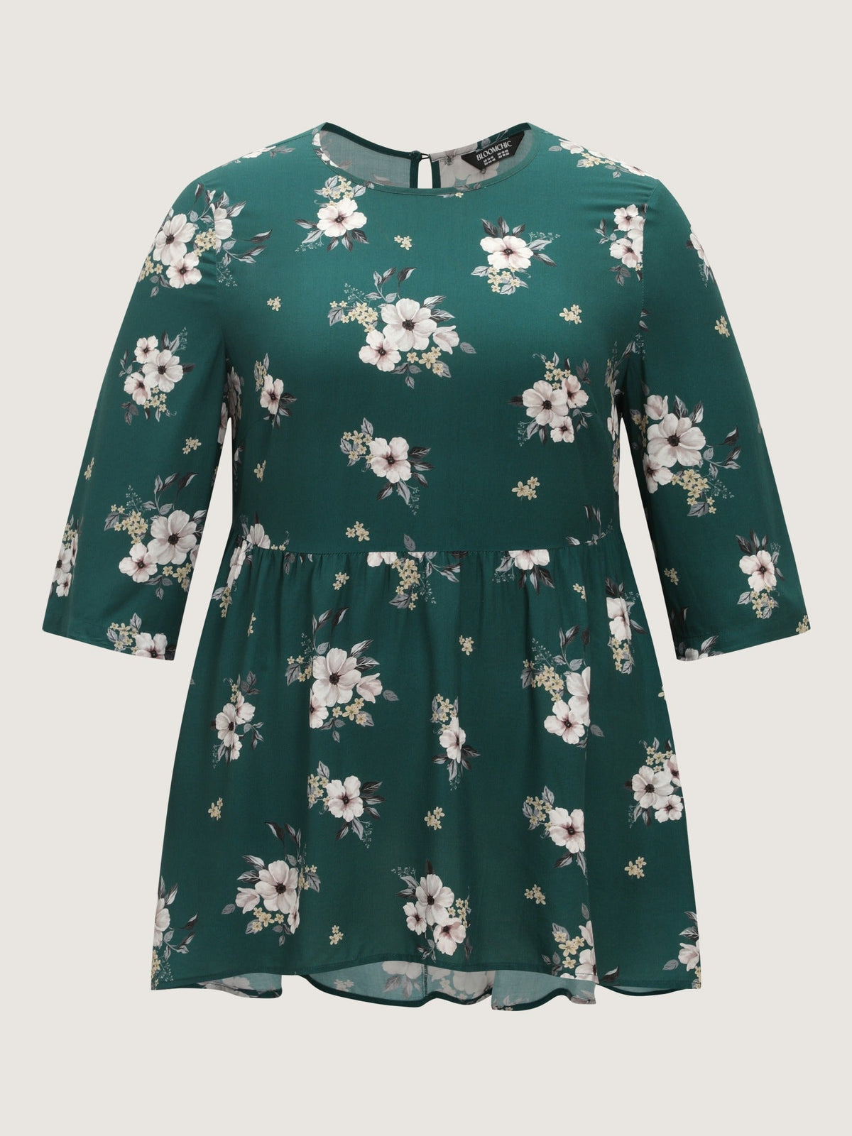 Floral Print High‑Low Hem Tunic Blouse