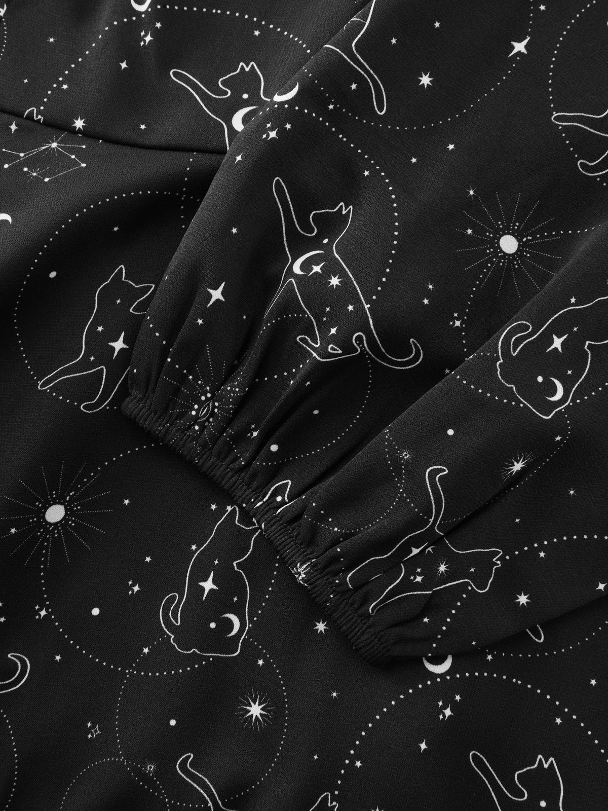 Cat Moon Star Print Pocket Mini Dress