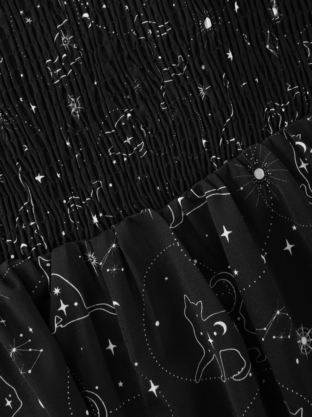 Cat Moon Star Print Pocket Mini Dress