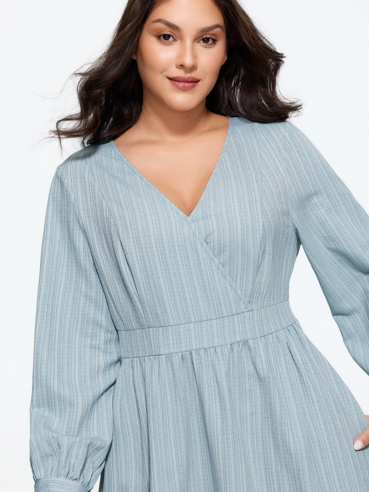 Textured Vertical Stripe Pocket Mini Dress