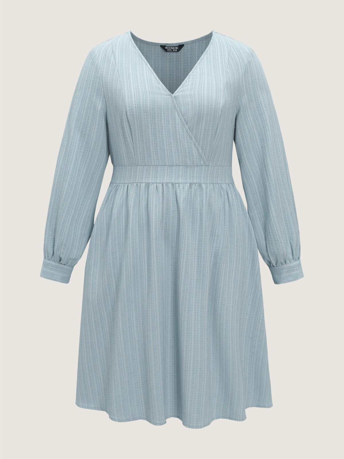Textured Vertical Stripe Pocket Mini Dress