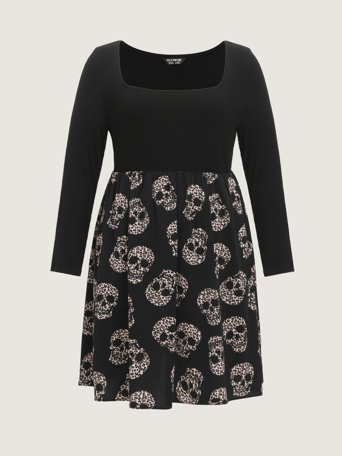 Leopard Skull Print Square Neck Mini Dress