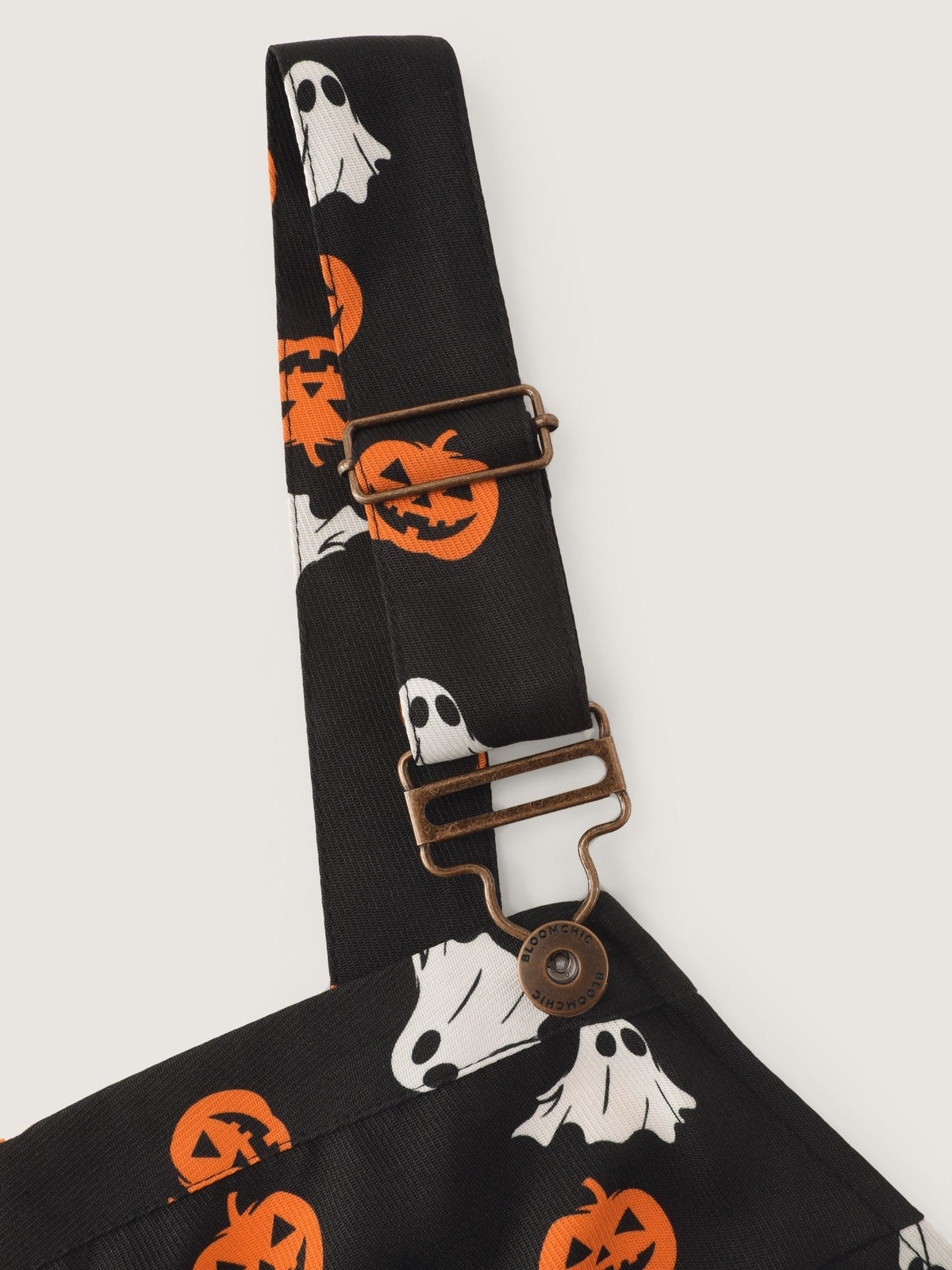 Ghost Pumpkin Print Adjustable Strap Overall Mini Dress