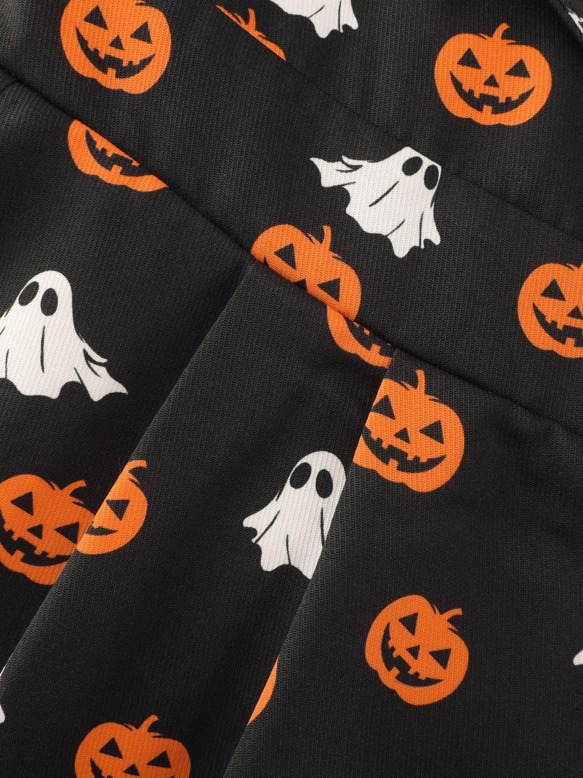 Ghost Pumpkin Print Adjustable Strap Overall Mini Dress