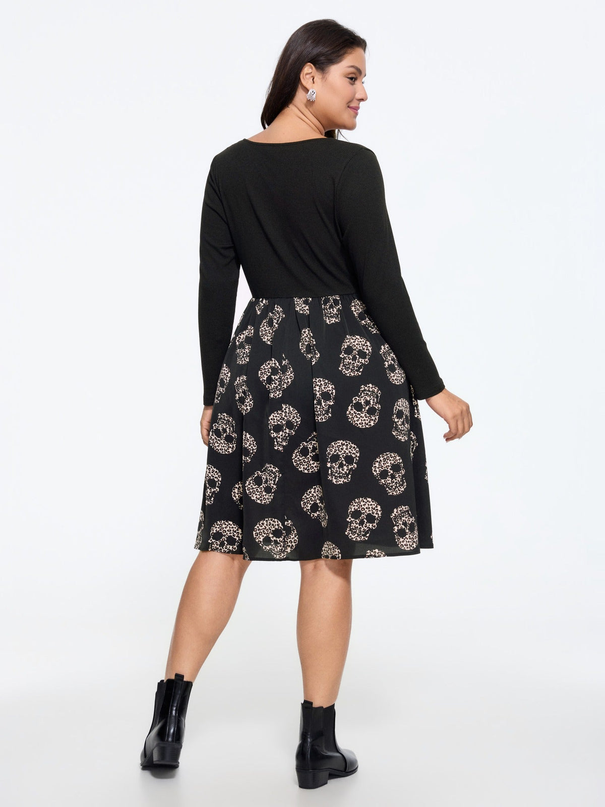 Leopard Skull Print Square Neck Mini Dress