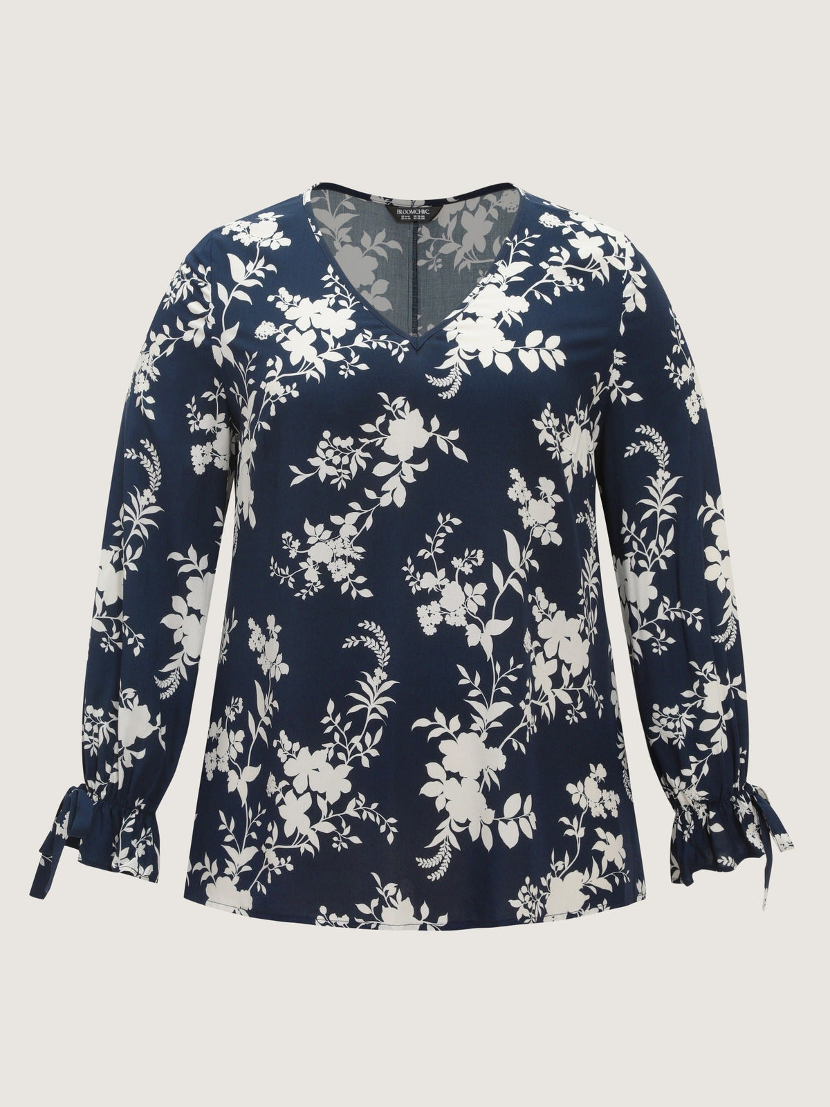 Floral Print Tie Cuff Detail Blouse