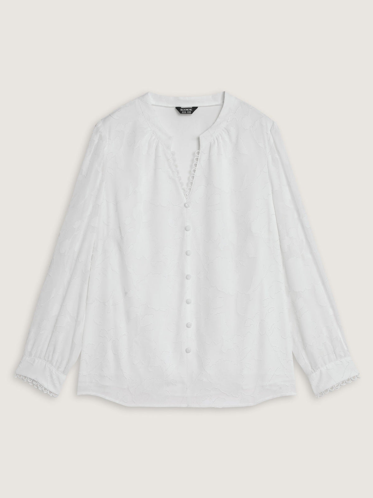 Textured Floral Jacquard Sheer Chiffon Blouse
